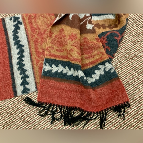 Vtg 1990s Y2K Soft Thick Premium Cashmere Wool Fringed Multi Patterned Scarf - Picture 14 of 14
